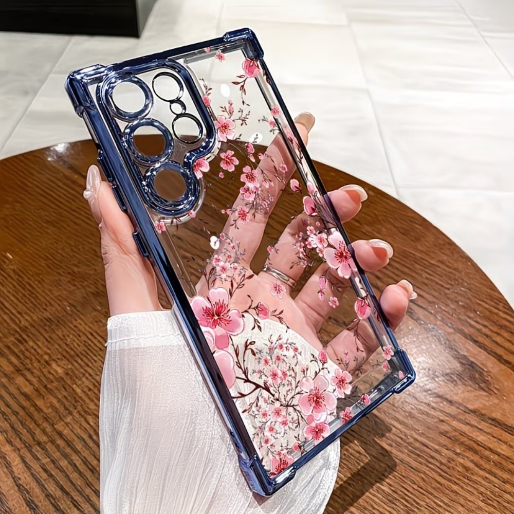 Samsung Galaxy S25 - Kiraz Çiçeği Elektrokaplama Dört Köşeli Darbeye